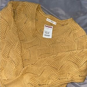 NEW Oversized Mustard V-Neck Cropped Sweater
